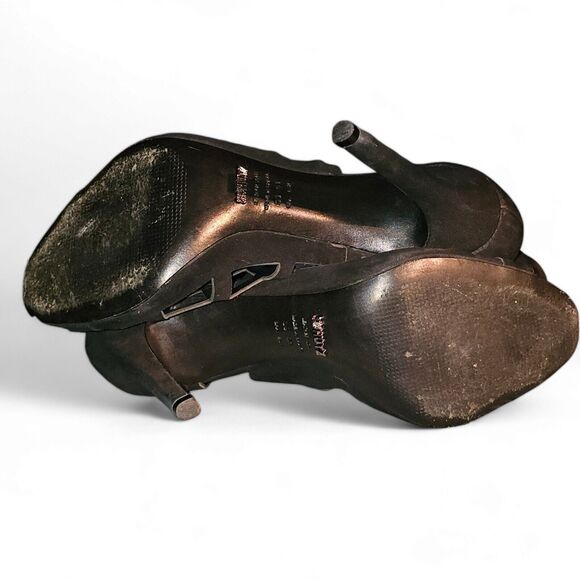 Schutz Laser Cut Cage Gladiator Black Suede Open Toe Stiletto Heel Sz 11 - Picture 12 of 15